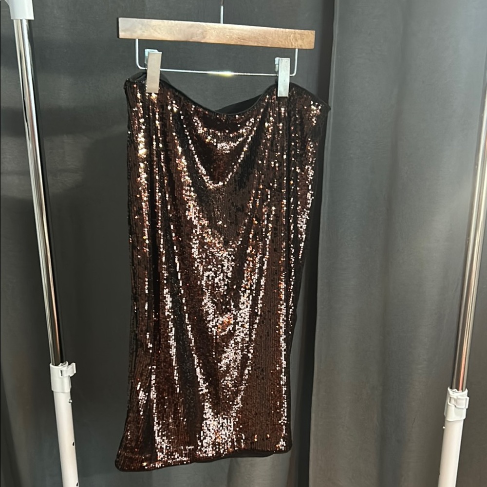 Beautiful Express Sequin Brown Skirt size Large